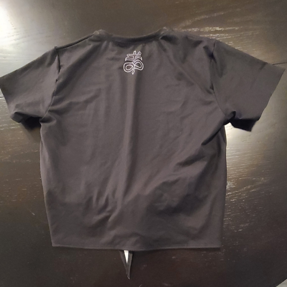 Blackmilk Tie Front Pentagram Skulls Tee, Black White, Small - Picture 2 of 5